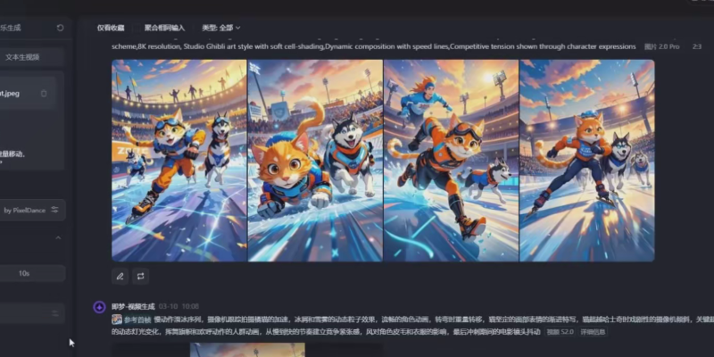 Deepseek一键生成动漫橘猫参加运动会的视频-AI创作学习-提示词应用-短视频玩法野草AI资源学习网