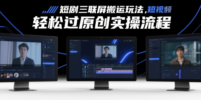 右豹：短剧三联屏搬运玩法，短剧搬运轻松过原创实操流程-AI创作学习-提示词应用-短视频玩法野草AI资源学习网