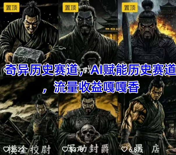 AI赋能历史赛道，流量收益嘎嘎香，狂撸伙伴计划-AI创作学习-提示词应用-短视频玩法野草AI资源学习网