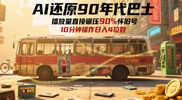 AI还原90年代巴士，一帧就让70后泪崩，播放量直接碾压90%怀旧号-AI创作学习-提示词应用-短视频玩法野草AI资源学习网