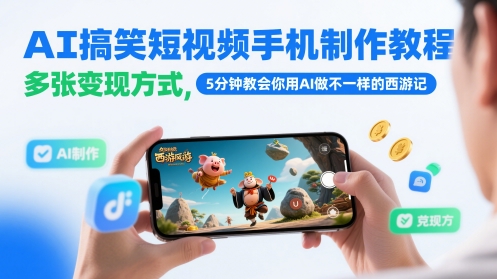 AI搞笑短视频手机制作教程：西游视频-AI创作学习-提示词应用-短视频玩法野草AI资源学习网