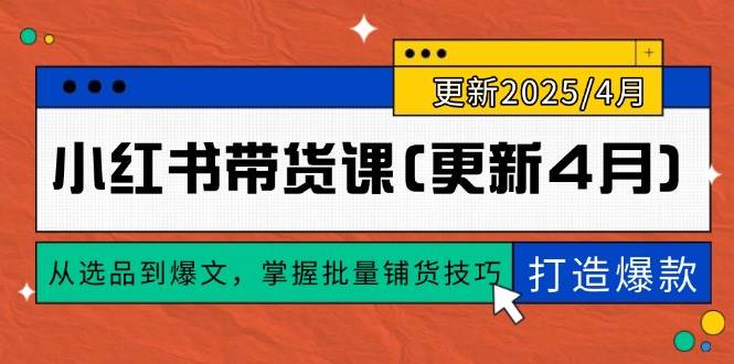 张宾小红书带货课：从选品到爆文，掌握批量铺货技巧，0到1打造爆款(更新至4月)-AI创作学习-提示词应用-短视频玩法野草AI资源学习网