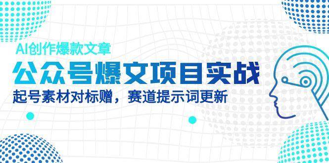 公众号爆文项目实战，AI创作爆款文章，起号素材对标赠（附赛道AI提示词）-AI创作学习-提示词应用-短视频玩法野草AI资源学习网