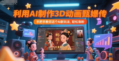 利用AI制作3D动画甄嬛传，流量爆了，手把手教你-AI创作学习-提示词应用-短视频玩法野草AI资源学习网