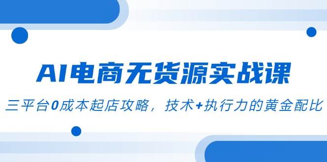AI电商无货源实战课，三平台0成本起店攻略，聚焦”AI+电商截流”创新模式-AI创作学习-提示词应用-短视频玩法野草AI资源学习网