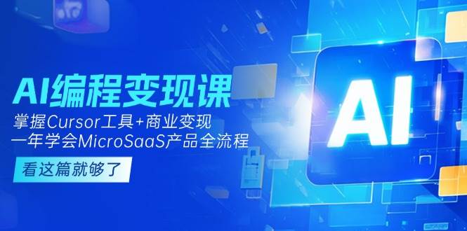 AI编程变现课：掌握Cursor工具+商业变现，一年学会MicroSaaS产品全流程-AI创作学习-提示词应用-短视频玩法野草AI资源学习网