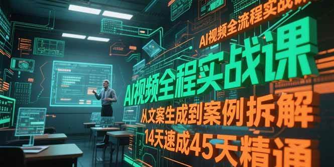 AI视频全流程实战课，从文案生成到案例拆解，14天速成45天精通（91节课）-AI创作学习-提示词应用-短视频玩法野草AI资源学习网