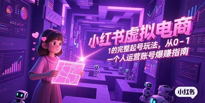 小红书虚拟电商，从0-1的完整起号玩法，一个人运营账号爆赚指南-AI创作学习-提示词应用-短视频玩法野草AI资源学习网