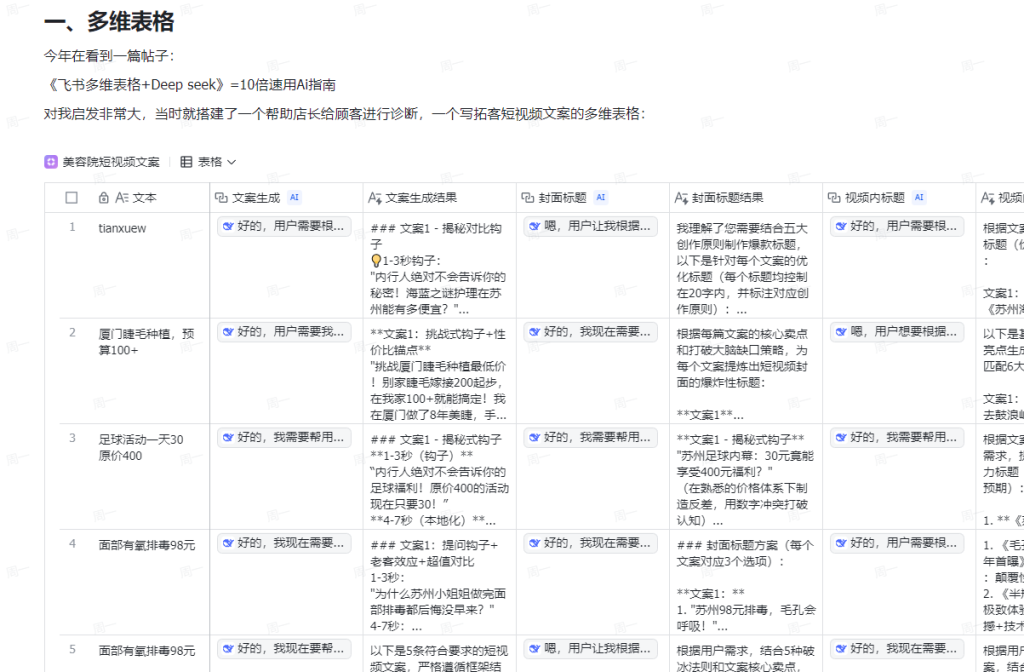 图片[2]-AI创作学习-提示词应用-短视频玩法实体商家（美容行业）：如何搭建一个Ai小程序赋能门店【飞书文档详细教学，附工作流】-AI创作学习-提示词应用-短视频玩法野草AI资源学习网
