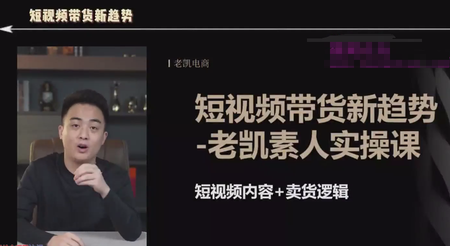 老凯电商：短视频带货没有秘密，做长期稳定的生意拿钱换钱-AI创作学习-提示词应用-短视频玩法野草AI资源学习网