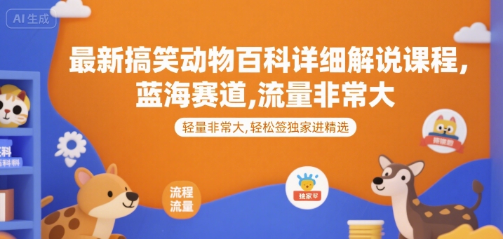 搞笑动物百科，详细解说课程：解说实操从0到1的详细视频教学-AI创作学习-提示词应用-短视频玩法野草AI资源学习网