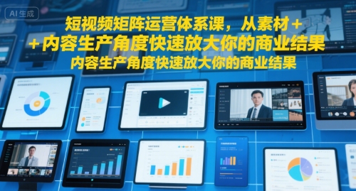 短视频矩阵运营体系课，从素材+内容生产角度快速放大你的商业结果-AI创作学习-提示词应用-短视频玩法野草AI资源学习网