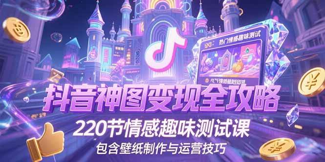 抖音神图君玩法：神图壁纸操作详细教程，220节情感趣味测试课，包含壁纸制作与运营技巧-AI创作学习-提示词应用-短视频玩法野草AI资源学习网