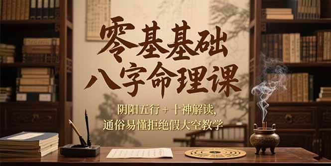 零基础八字命理课，阴阳五行+十神解读，通俗易懂拒绝假大空教学-AI创作学习-提示词应用-短视频玩法野草AI资源学习网