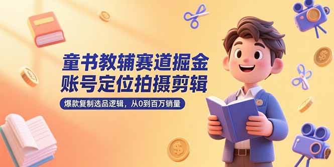 童书教辅赛道掘金，账号定位拍摄剪辑，爆款复制选品逻辑，从0到百万销量-AI创作学习-提示词应用-短视频玩法野草AI资源学习网