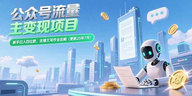 格莱：公众号流量主变现项目：含爆文写作全攻略(更新25年7月)-AI创作学习-提示词应用-短视频玩法野草AI资源学习网
