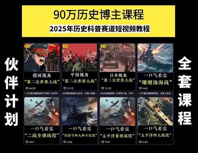 超哥：历史短视频赛道变现课，百集素材库应用，文案剪辑技巧，账号运营全案-AI创作学习-提示词应用-短视频玩法野草AI资源学习网
