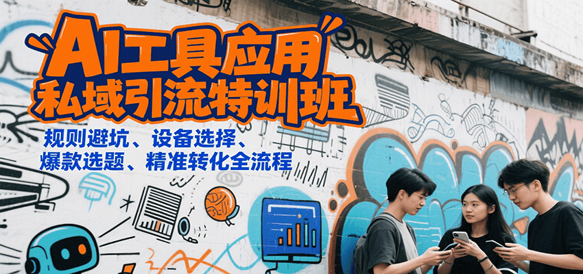 AI工具应用私域引流特训班，规则避坑、设备选择、爆款选题、精准转化全流程-AI创作学习-提示词应用-短视频玩法野草AI资源学习网