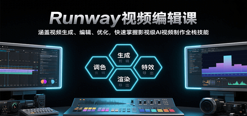 Rumway视频编辑从入门到进阶教程：快速掌握影视级AI视频制作全栈技能-AI创作学习-提示词应用-短视频玩法野草AI资源学习网