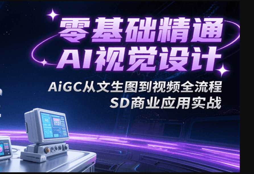 零基础精通AI视觉设计，AiGC从文生图到视频全流程，SD商业应用实战-AI创作学习-提示词应用-短视频玩法野草AI资源学习网
