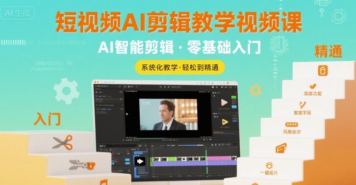 短视频AI创作+剪辑教学视频课，入门到精通【共计260+节课】-AI创作学习-提示词应用-短视频玩法野草AI资源学习网
