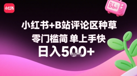 【副业项目】小红书+B站评论区种草，简单上手快 ，1分钟一单，只需复制粘贴评论就有钱-AI创作学习-提示词应用-短视频玩法野草AI资源学习网