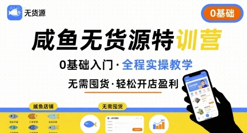 闲鱼淘宝无货源运营：盈利模式/选品上架/曝光转化，讲解养号、供应链对接及黑搜玩法-AI创作学习-提示词应用-短视频玩法野草AI资源学习网