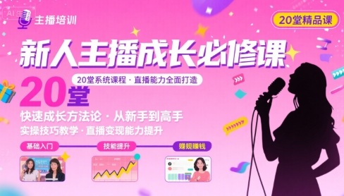 新人主播必学的20堂培训课，帮你直播能力快速打造的实操方法-AI创作学习-提示词应用-短视频玩法野草AI资源学习网
