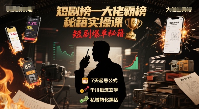 短剧推广：榜一大佬霸榜秘籍实操课，短剧爆单秘籍-AI创作学习-提示词应用-短视频玩法野草AI资源学习网