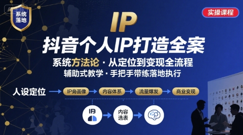 个人IP：系统落地实操大课，实操课程，辅助落地-AI创作学习-提示词应用-短视频玩法野草AI资源学习网