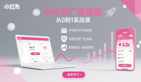 小红书广告投放从0到1的实战课，学完即可开始投放，拒绝无效广告消耗-AI创作学习-提示词应用-短视频玩法野草AI资源学习网