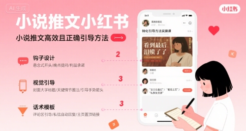 小说推文：小红书高转化引导方法实操课【半小时直播课】-AI创作学习-提示词应用-短视频玩法野草AI资源学习网