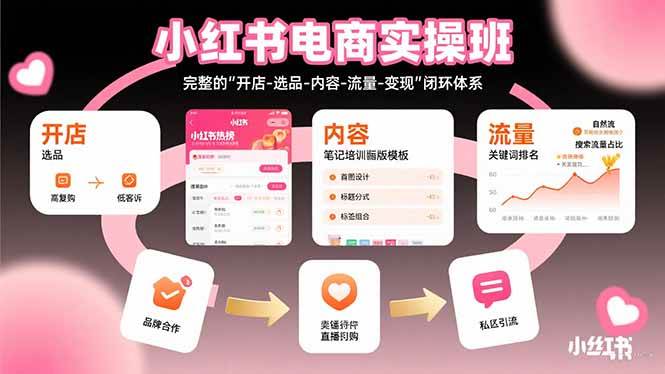 小红书电商实操班：完整的”开店-选品-内容-流量-变现”闭环体系-AI创作学习-提示词应用-短视频玩法野草AI资源学习网