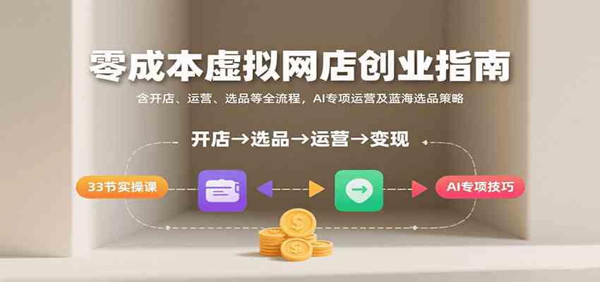 虚拟网店创业指南：含开店、运营、选品等全流程， AI专项运营及蓝海选品策略-AI创作学习-提示词应用-短视频玩法野草AI资源学习网