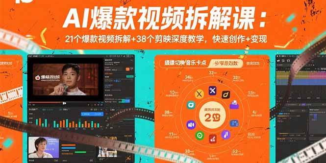 AI爆款视频拆解课：21个爆款视频拆解+38个剪映深度教学，快速创作+变现-AI创作学习-提示词应用-短视频玩法野草AI资源学习网