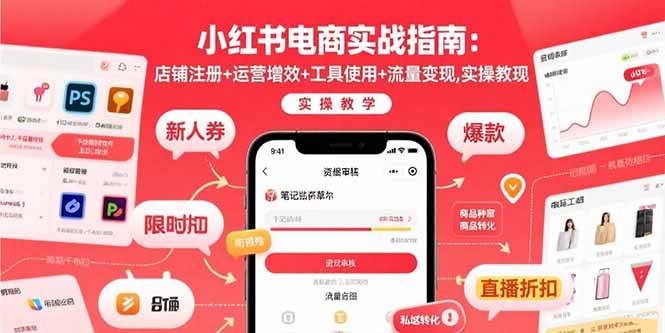 小红书电商实战指南：店铺注册+运营增效+工具使用+流量变现，实操教学-AI创作学习-提示词应用-短视频玩法野草AI资源学习网