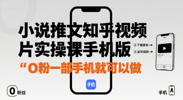 小说推文：知乎视频图片实操课手机版，0粉一部手机就可以做-AI创作学习-提示词应用-短视频玩法野草AI资源学习网