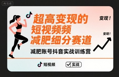 短视频：减肥细分赛道，减肥账号抖音实战训练营-AI创作学习-提示词应用-短视频玩法野草AI资源学习网