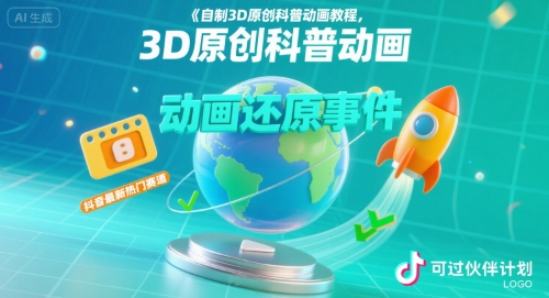 3D原创科普动画教程，动画还原事件，抖音最新热门赛道【附全套软件+教程】-AI创作学习-提示词应用-短视频玩法野草AI资源学习网