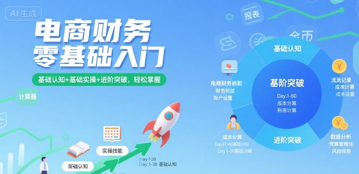 电商财务零基础入门，基础认知+基础实操+进阶突破，轻松掌握-AI创作学习-提示词应用-短视频玩法野草AI资源学习网