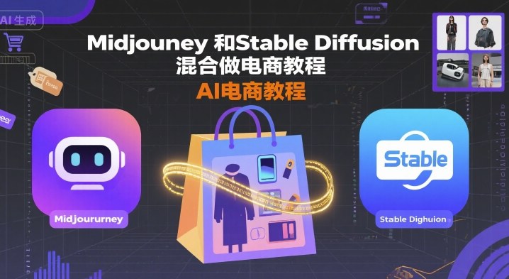 Midjourney和Stable Diffusion混合做电商教程-ai电商教程-AI创作学习-提示词应用-短视频玩法野草AI资源学习网