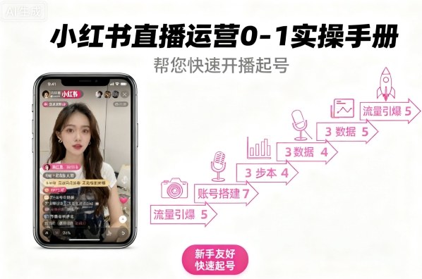 小红书直播运营0-1实操手册，帮您快速开播起号-AI创作学习-提示词应用-短视频玩法野草AI资源学习网