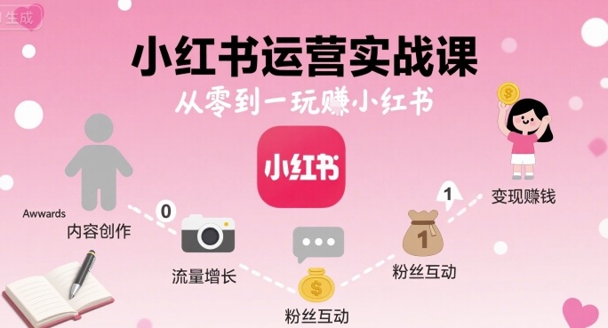 小红书运营实战课，从零到一玩賺小红书-AI创作学习-提示词应用-短视频玩法野草AI资源学习网