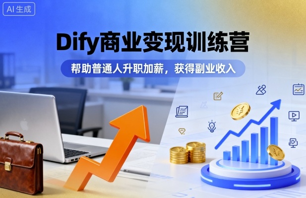 Dify商业变现训练营，帮助普通人升职加薪，获得副业收入-AI创作学习-提示词应用-短视频玩法野草AI资源学习网