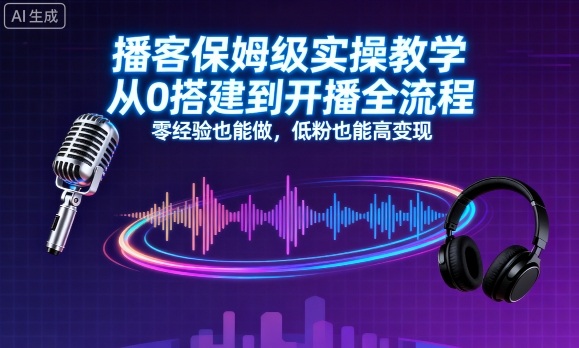 播客保姆级实操教学，从0搭建到开播全流程，零经验也能做-AI创作学习-提示词应用-短视频玩法野草AI资源学习网