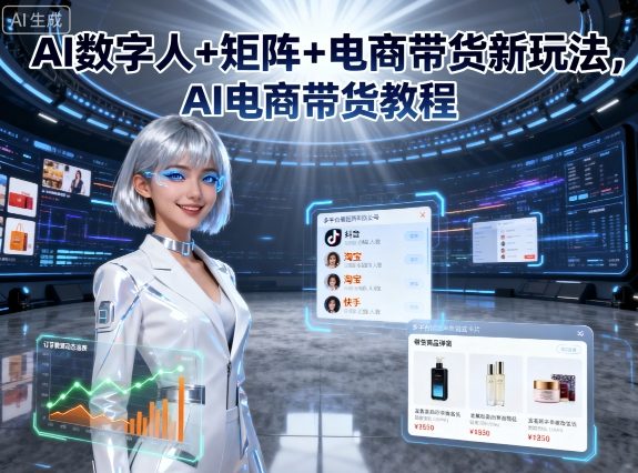 AI数字人+矩阵+电商带货新玩法，AI电商带货教程-AI创作学习-提示词应用-短视频玩法野草AI资源学习网