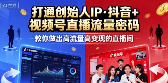 25年直播9-10两期线下课，打通创始人IP，抖音+视频号直播流量密码-AI创作学习-提示词应用-短视频玩法野草AI资源学习网