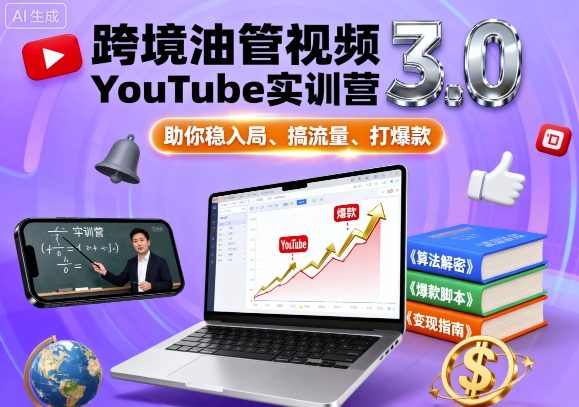 黑松与山：油管YouTube线上运营实操课，助你稳入局、搞流量、打爆款-AI创作学习-提示词应用-短视频玩法野草AI资源学习网