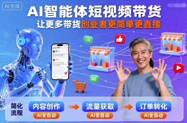 AI智能体短视频带货，让更多带货创业者更简单更直接-AI创作学习-提示词应用-短视频玩法野草AI资源学习网