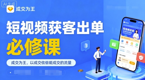 短视频获客出单必修课，成交为王，以成交为导向，直接做能成交的流量-AI创作学习-提示词应用-短视频玩法野草AI资源学习网